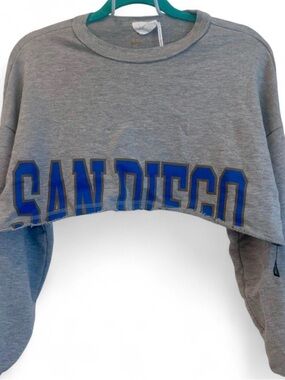 Cropped Gray 'SAN DIEGO' Out From Under Sweatshirt with Blue Lettering size S